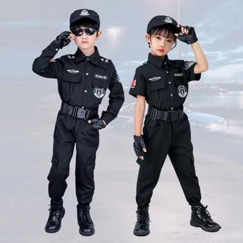 Helovinas Vaikams Policininkas Cosplay Kostiumų Berniukams, Mergaitėms Vaikas Policijos Uniformą Armijos Policininkų Drabužių Rinkiniai Šalis Dress Up Dovana