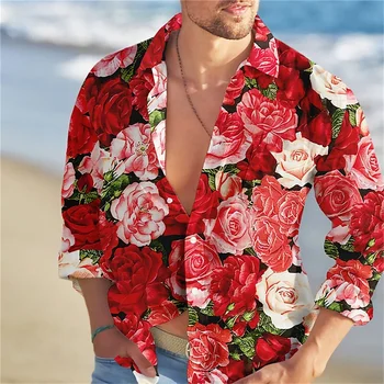Iki 2023 m. pavasario ir vasaros gėlių nauji vyriški marškiniai HD spausdinimo atvartas dizaineris dizainas sporto mados jaunimo laisvalaikio lauko plius dydis