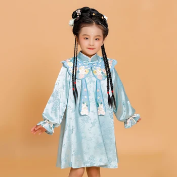 Ilgomis Rankovėmis Mergina Hanfu Kinų Suknelė Tradiciniai Vaikų, Cosplay Kostiumai, Pasakų Princesė Suknelės Tango Tiktų Vaikams HFT033