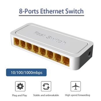 Interneto Splitter Žaidimas pereiti 8Ports Tinklo Jungiklio, Gigabit RJ45 Hub 10/100/1000mbps gigabit switch RJ45 Ethernet Smart Switcher
