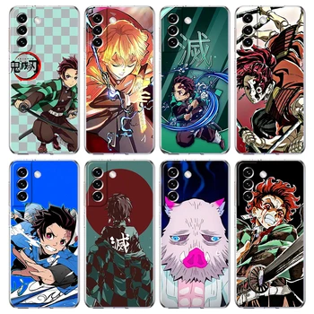 Japonijos Anime Demon Slayer Telefono dėklas Samsung Galaxy S23 S20 FE S21 S22 Ultra M22 M32 S10 S10E S8 S9 Plus 5G Skaidri Korpuso