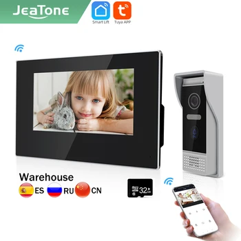 Jeatone WIFI Smart Home 7inch IP Vaizdo Domofonas namų Sistemos, infraraudonųjų SPINDULIŲ Naktinio Matymo Stebėti, Durų Bell/Telefonas su HAINAUT Kamera Tuya App