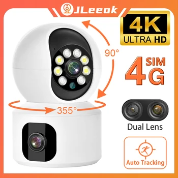 JLeeok 4K 8MP Dvigubo Objektyvo 4G PTZ Kamera, WIFI, Dual Ekrano Kūdikio stebėjimo žmonėmis Patalpų Namuose Secuity Stebėjimo kamerų V380