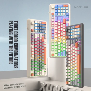 K82 Laidinė Klaviatūra Trijų Spalvų-blokuoti Šviesos Mechaninė Vertus Jaučiasi Stotis 94 Pagrindinius Žaidėjus Kompiuterių KOMPIUTERĮ Nešiojamas Žaidimų Klaviatūra