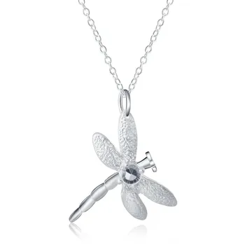 Karšto pardavimo sidabro moterų cyrstal dragonfly pakabukas karoliai, papuošalai, sidabro papuošalai mados mielas vestuves meilužis mielas p011