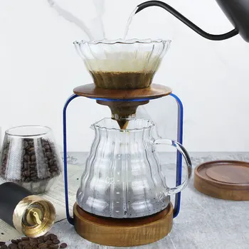 Kavos Dripper Stovėti Užpilkite Alaus Laikiklį su Stiklo dripper Metalo Stovas Kavos Filtras Kavos Reikmenys, Namo Lauko