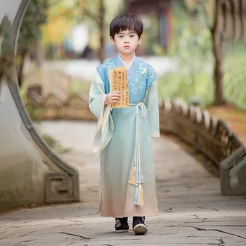 Kinų Stiliaus Paukščių Siuvinėjimo Hanfu Berniukų Kostiumai, Scenos Drabužiai Vaikams Senovės Cosplay Hanfu Vaikams