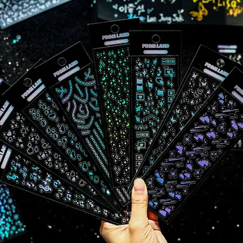 Korėjos Puikus Mažai Blizga Žvaigždžių Lipdukai Besikeičiančių Spalvų Muzikos Gėlių Drugelis Aišku Holograma Dekoro 
