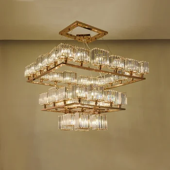 Krištolo sietynas prabanga custom hotel projektą, didelės lempos aukso LED šviesos dizaineris stilius