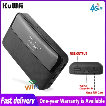 KuWFi Mobiliojo 4G LTE Maršrutizatorių 150mbps Mini Wireless Router Nešiojamų Lauko Wifi Hotspot Su Sim Kortelės Lizdą, 6000mAh Galia Bankas