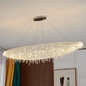 LED pakabukas lempa, modernūs, prabangūs kūrybos restoranas Dvipusis Villa kambarį kristalų juosta, išplėštais lamparas colgantes para techo