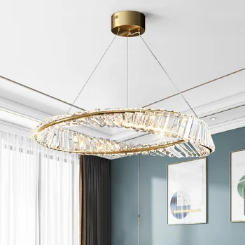LED pakabukas lempa Prabanga Paprasta Šiuolaikinio Gyvenimo Kambario Round Crystal Žiedą, Miegamojo, Valgomojo, išplėštais namų decorationn liustra baras
