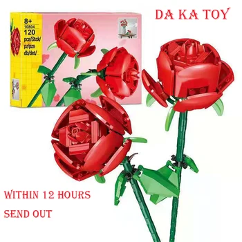 Mažas Daleles Suderinama Su 40460 Surinkti Gėlių, Rožių Serija Aldult Draugei, Dovana, Gėlės Rožės Kūrimo Bloką Puokštė