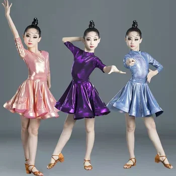 Merginos Profesionalų lotynų šokių suknelė Vaikų Šokių Salsa Šokio dėvėti drabužiai Vaikams, Varžybų lotynų Etape dėvėti drabužiai