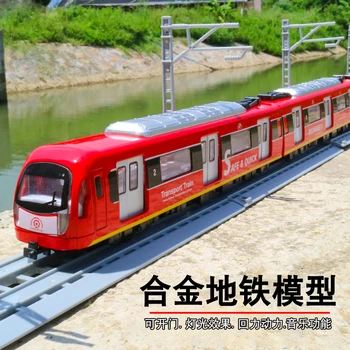 Metalo modeliavimas magnetinių bėgių miesto metro traukinio lydinio automobilio modelio, garso-šviesos aidas lokomotyvų žaislas automobilis