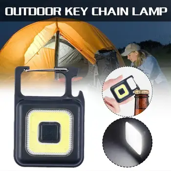 Mini LED Žibintuvėlis Nešiojamų COB Darbą Šviesos Kišenėje Keychains Žibintuvėlis USB Įkrovimo Lauko Kempingas Mažos Lemputės, K7R5