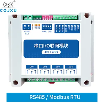 ModBus RTU Serijos IO Modulis RS-485 Sąsaja 4DI+4DO 4 Skaitmeniniai Išėjimai Geležinkelių Diegimo 8~28VDC COJXU MA01-AXCX4040