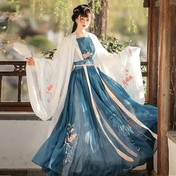 Moterų Kinijos Tradicinės Hanfu Kostiumą Lady Vestidos Han Dinastijos Suknelė Siuvinėjimo Tang Dinastijos Princesė Liaudies Šokių Drabužiai