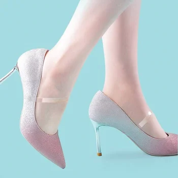 Moterų Silikono Elastinga batų raišteliai už Aukštakulnius Reguliuojamas Kulkšnies Batų, Diržo priešslydžio Sistema Dirželiai Juostos Moterų Batų Raišteliai
