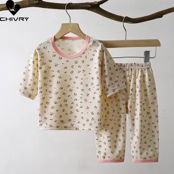 Nauja Vaikų Berniukų, Mergaičių Vasaros Plonas Pižama Drabužių Rinkiniai Animacinių filmų Trijų ketvirčių Rankovėmis T-Shirt Viršūnės su Kelnės Kūdikiui Sleepwear Berniukas