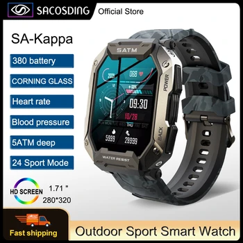 Naujas 5ATM IP69K Vyrus Karinių Vandeniui Smartwatch 1.71 Colių HD Profesinio Lauko Smart Žiūrėti Vyras Už Plaukimas Laikrodžiai Vyrams