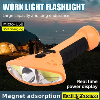Nešiojamas Žibintuvėlis USB Įkrovimo Darbą Šviesos Auto Remonto Avarinės Šviesos, Šviesos, atsparus Vandeniui Žibintuvėlis, Darbo Lempa su Magnetiniu Bazės