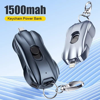 Nešiojamų Keychain Įkroviklis 1500mAh Tipas-C Ultra-Kompaktiška 