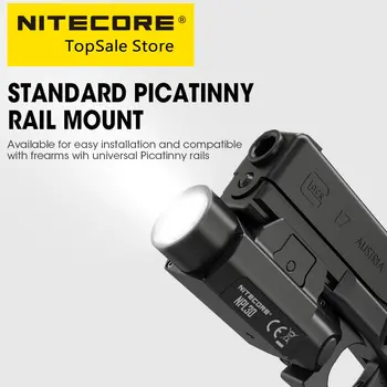 Nitecore NPL30 Ginklas Šviesos Taktinis Pistoletas Lempos 1200 Liumenų LED Armijos Žibintuvėlis už Airsoft Pistoletas Picatinny Rail 2x CR123A Baterijos