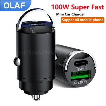 OLAF Mini USB Dual QC3.0 PD Automobilinis Telefono Kroviklis USB C Automobilių ChargerFast Įkrovimo Įkroviklis Adapteris, Skirtas 