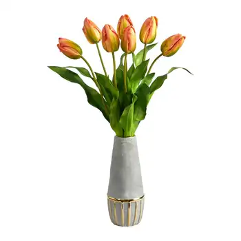 Olandų Tulpių Dirbtinis Susitarimas Keramikos Vaza su Aukso Apipjaustymas
