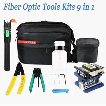 Optinio pluošto Įrankių Rinkiniai 9 1 FTTH šviesolaidžio Įrankių Krepšys +Pluošto, Valikliai+ fc-6s Pluošto Cleaver+ Miller+30KM VFL