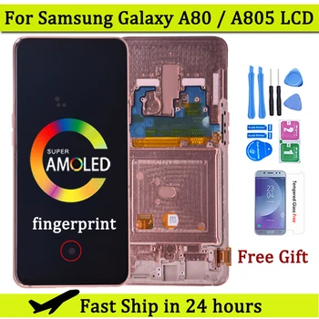 Originalus A80 LCD Samsung Galaxy A80 LCD A805F A8050 A805X A805N SM-Touch Ekranas Ekrano skaitmeninis keitiklis Asamblėjos Pakeitimo