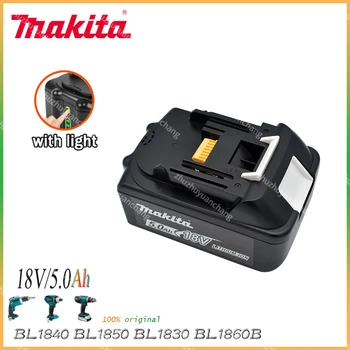 Originalus Makita 18V 4.0 Ah 5.0 Ah 6.0 Ah Įkraunamas Elektros Įrankiais, Baterija su LED Li-ion Pakeitimo LXT BL1860B BL1860 BL1850