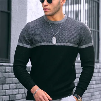 Pavasario megztinis vyrams korėjos versija tendencija banga prekės megzti apvalios kaklo juostelės už vyrų drabužiai vyrams Shi megztinis