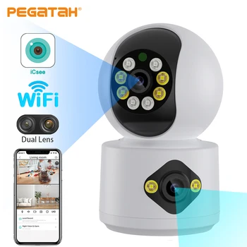 PEGATAH 4MP WiFi Kamera su Dviguba Ekranai Kūdikio stebėjimo Naktinio Matymo Patalpų PTZ Saugumo Cam Wireless CCTV Stebėjimo Kameros