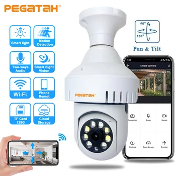 PEGATAH Dūmų Detektorius Lemputės Šviesos WIFI Kamera, Naktinio Matymo Full Automatinio Sekimo Vaizdo Belaidžio Namų Stebėjimo Kamerą