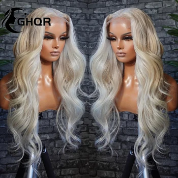 Platinum Blonde Žmogaus Plaukų Perukai 13x6 Šviesūs, 613 spalvos Nėriniai Priekinės Perukas Natūralūs Banguoti 360 HD Skaidrus Nėriniai Perukai Moterims, Prieš