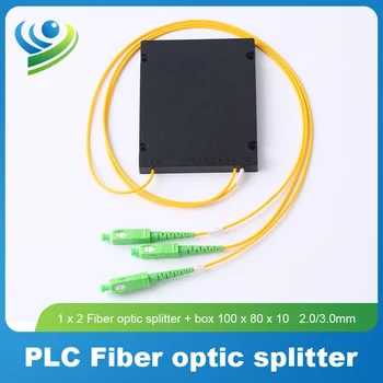 PLC Optinio tinklo Skirstytuvo 2.0/3.0 mm Vienos rūšies 1X2 Regos Splitter ABS Dėžutė Su SC/FC/LC Jungtis