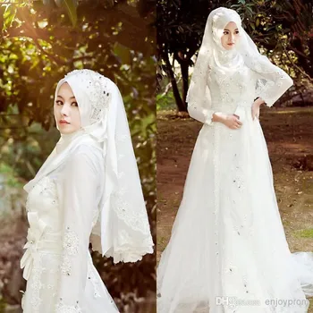 plius dydis-ilgomis Rankovėmis Aukštos Musulmonų Nėrinių Karoliukai, kristalai įrengti Islamo Aukštos Kokybės Vestuvių Suknelė 2021 pagal Užsakymą Vestuvių Suknelės