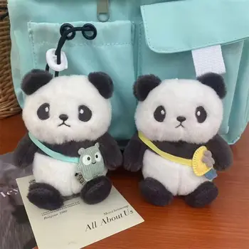 Pliušinis Mielas Panda Keychain Tendencija PP Medvilnės Lėlės korėjos Stiliaus Automobilio Raktų Žiedas Pora