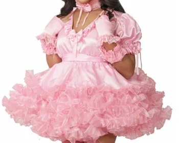 Prancūzijos Seksualus Suaugusiųjų Giant Baby Rožinė Satino Suknelė Bailys, Vaidmuo Žaisti Makiažas, Prom Tarnaitė Suknelė Užsakymą Rakinama Kelių Spalvų
