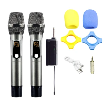 Profesionalių UHF Wireless Handheld Dinaminis Metalo Karaoke Mikrofonas, Įkraunamas, už Vestuves Kalbos Bažnyčios 160ft