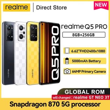 realme Q5 Pro 5G Išmanusis telefonas GT NEO 3T Snapdragon 870 Octa Core 6.62