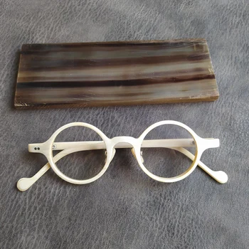 Retro apvalios Natūralios Jaučio Ragų akiniai vyrų Rankų darbo Optiniai akiniai prabangos prekės ženklo moterų skaityti receptą, Akinių Rėmeliai