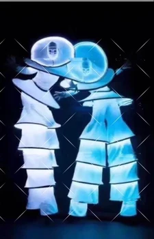 RGB lumious šokių outfitLED Šviesos Kostiumas Dainininkė Šalies Rodyti Statramstis Walker medžiaga Etape led kostiumas Robotas Statramstis Kostiumas