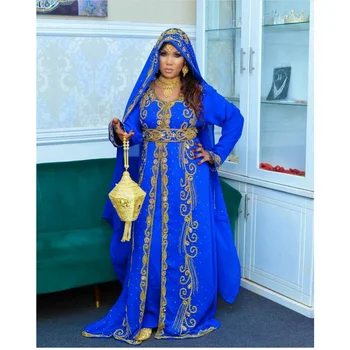 Royal Blue Karališkosios Vestuvės Farasha Abaja Ramadanas Tautinių Kostiumų Suknelė Dubajuje Marokas
