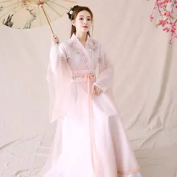 Rožinė Kinų Stiliaus Hanfu Tradicinių Šokių Kostiumas Han Dinastijos Princesė Drabužių Rytų Tang Dinastijos Pasakų Suknelės Apranga