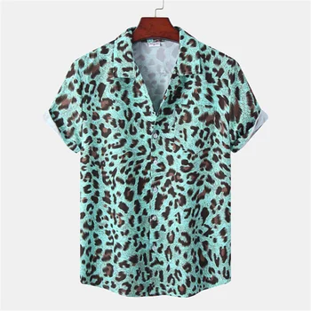 Seksualus Leopard Vyrų Havajų Marškinėliai 2022 Vasaros Nauji trumparankoviai Paplūdimys Marškinėliai vyriški Šventė Roko Grupė Marškinėliai