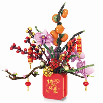 Sembo Naujųjų Metų Puokštė, Šviesos, Muzikos Kūrimo Bloką Kinijos Dekoracija Pavasario Šventė Gėlių, Apelsinų Medis Naujųjų Metų Dovana