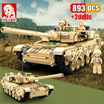 Sluban 893Pcs 2 in 1 Karinio 99A Pagrindiniai kovos Tankai Blokai Armijos Karių Skaičiai Asamblėjos Modelis Plytų Žaislai, Dovanos Berniukams